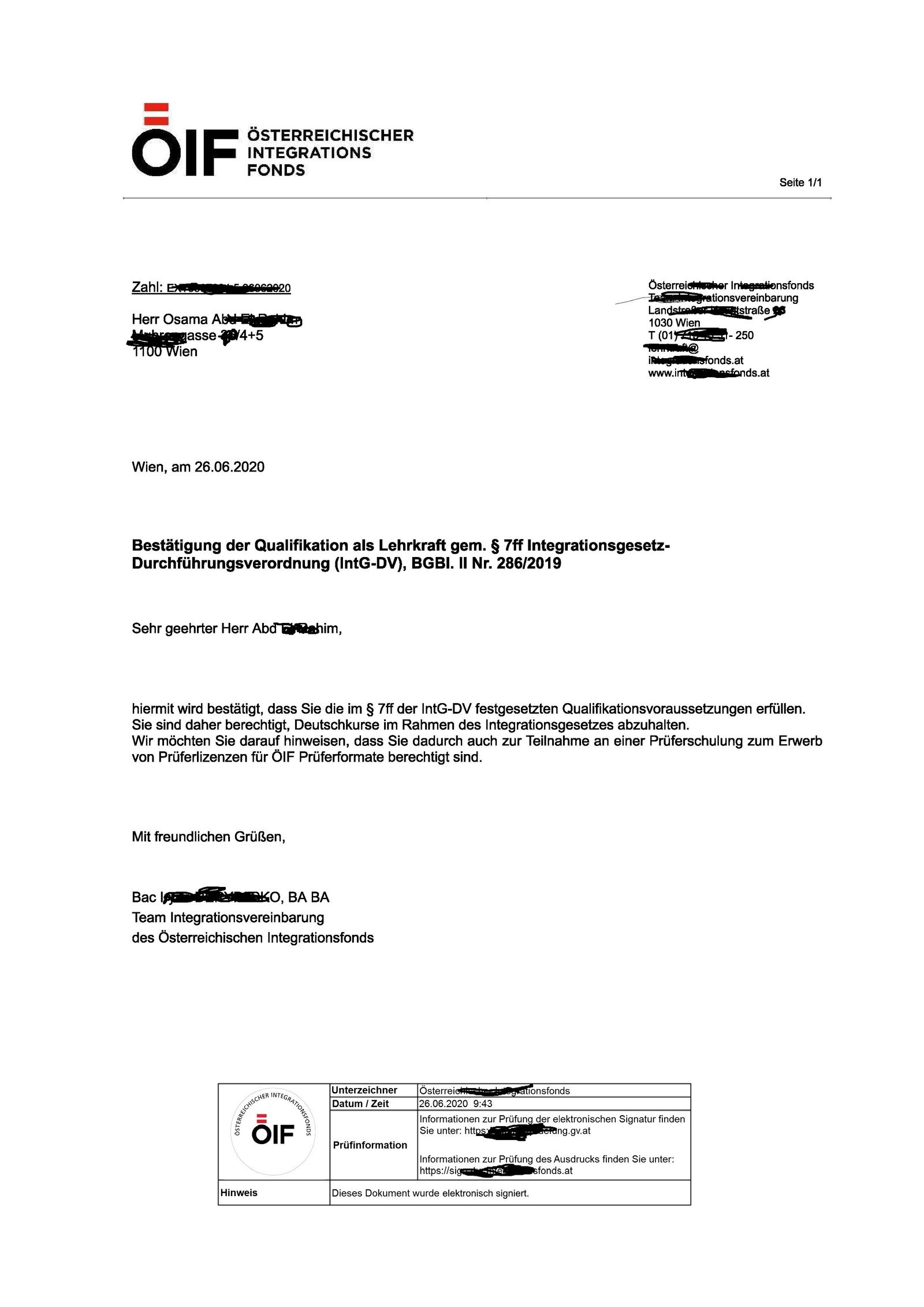 Qualifikation als Lehrkraft – Zertifizierung des ÖIF